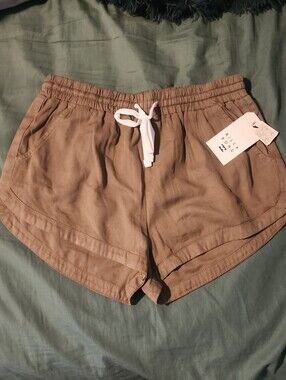 Billabong Women's Olive Elastic Waist Drawstring Shorts